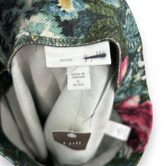 NEW J. Jill Ponte Stretch Floral Work Skirt Petite Small Green Blue Pink Rose - Picture 11 of 14